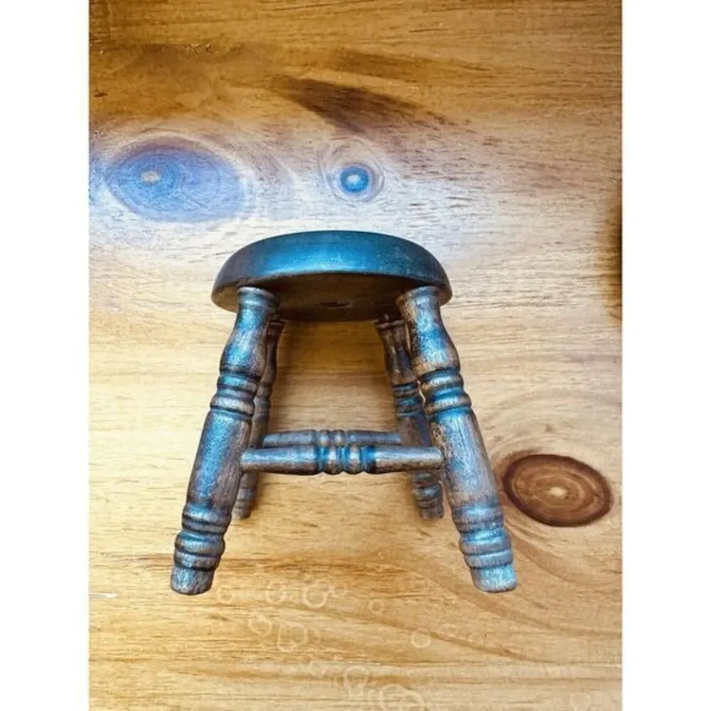 Mini Round Stool Doll House Piano Seat Small Adjustable Table Top Riser‎ VTG